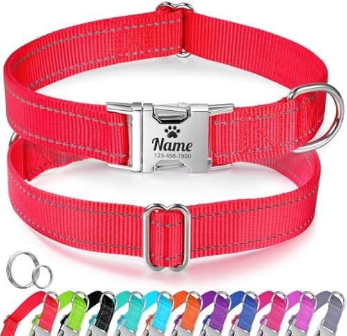 Silent Dog Collar Personalized with Name Phone Number Laser Engraved