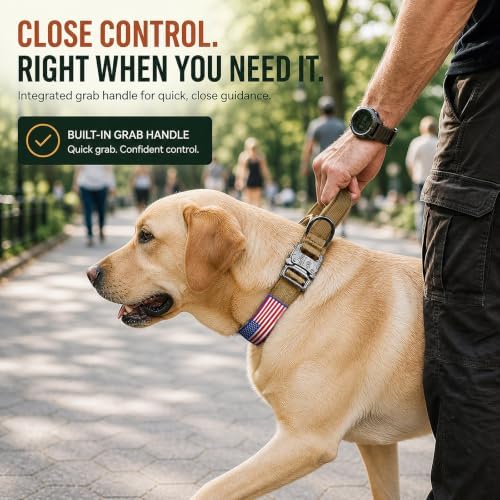 Tactical Dog Collar with Handle, Heavy Duty Nylon for Large Dogs