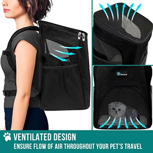 PetAmi Cat Backpack Carrier for Small Dogs and Large Cats, Airline Approved