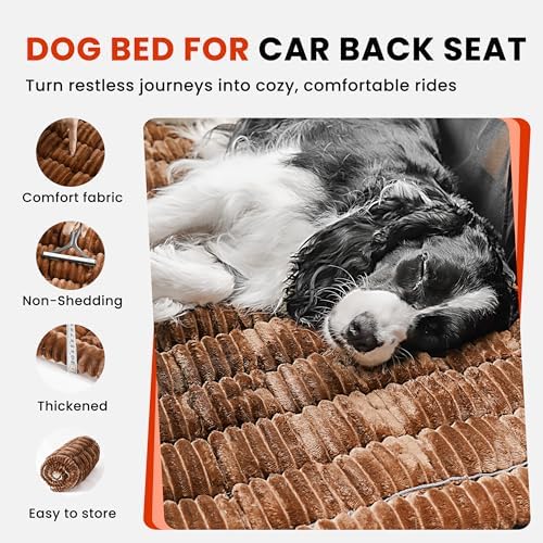HiPetpy Backseat Dog Bed Mat for Car, Non-Slip Dog Bed for Car Back Seat