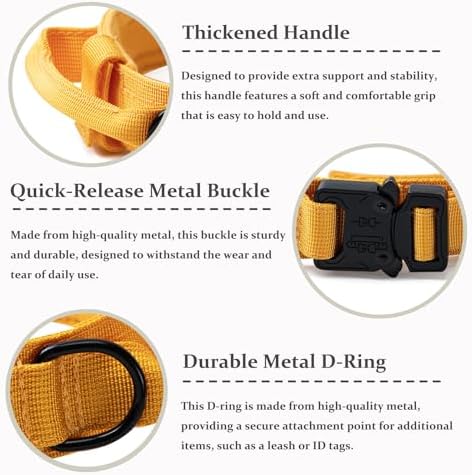 Tactical Dog Collar, Adjustable Military Training Nylon Pet Collar, Yellow S