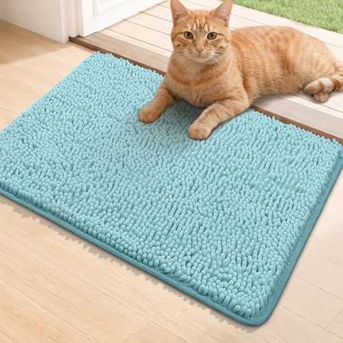 Bcoimo Super Absorbent Cat Door Mat, 24"*17" Anti Slip Mat for Muddy Paws