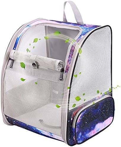 Pet Carrier Backpack for Cats and Small Dogs, Fully Breathable Vented Backpack for Kitten Bunny Airline Approved Travel Hiking Camping Cat Book Bag (Blue, Ventilation)