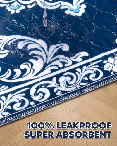 Washable Pee Pads for Dogs 18" x 24" - 2 Pack, Navy Blue, Stylish Reusable Puppy Training Pads - 100% Waterproof & Leak-Proof & Non-Slip, Potty Pads for Whelping, Crate, Floor