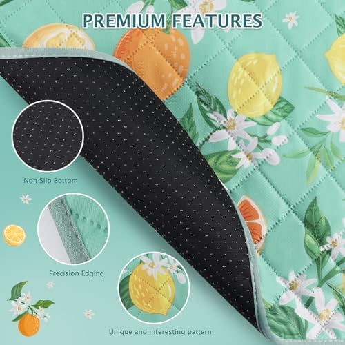 BVAGSS Washable Pee Pads for Dogs, 2 Pack Reusable Leakproof Puppy Wee Wee, Non-Slip Waterproof Pet Training, Super Absorbent Whelping XH081 (Green Lemon, 42X28 Inch)