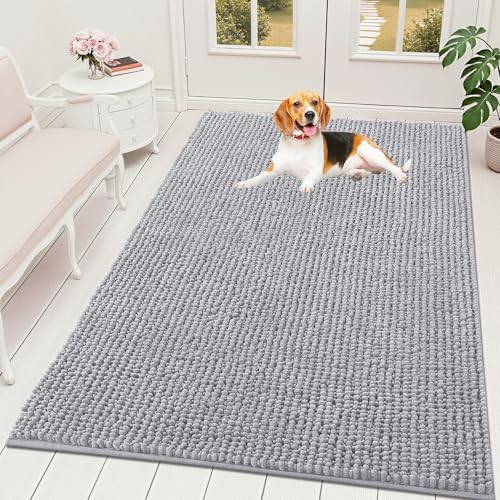 OLANLY Dog Door Mat for Muddy Paws 70x46, Extra Absorbent Chenille Mud Mat