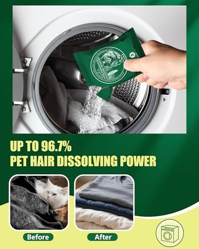 Pet Hair Remover for Laundry,Remove Dog & Cat Hair,Odor & Stains-2 Sachets