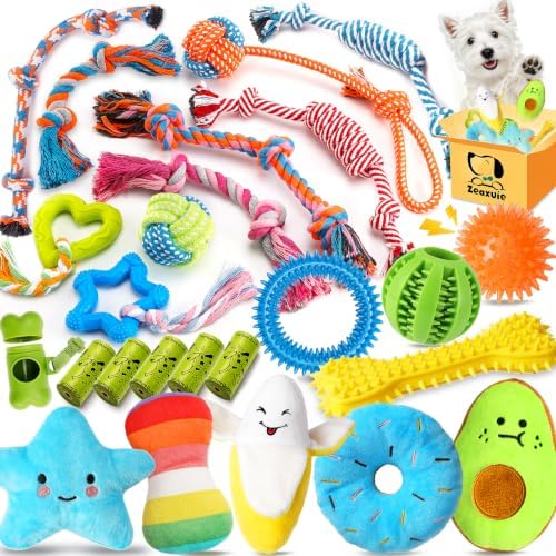 Zeaxuie 25 Pack Luxury Dog Chew Toys, Puppy Toys for Teething Small Dogs