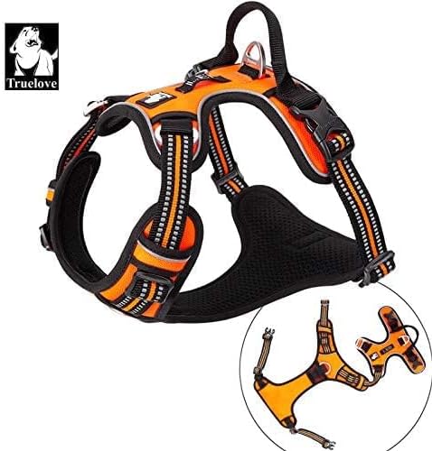 WINHYEPET True Love No Pull Dog Harness Extra Reflective Pet Harness for Small Medium Large Dogs Adjustbale for Running Walking Padded Soft Mesh Vest Easy Control TLH56512(Orange,L)