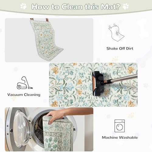 Lahome Washable Reusable Pee Pads for Dogs - Beige Botanical Floral 2 Pack Puppy Pads, Super Absorbent & Waterproof Training Mats for Crate & Floor - Leakproof with Non-Slip Backing (36"x48")