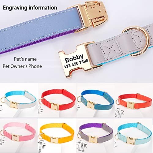 Microfiber Leather Nylon Personalized Dog Collars with Name