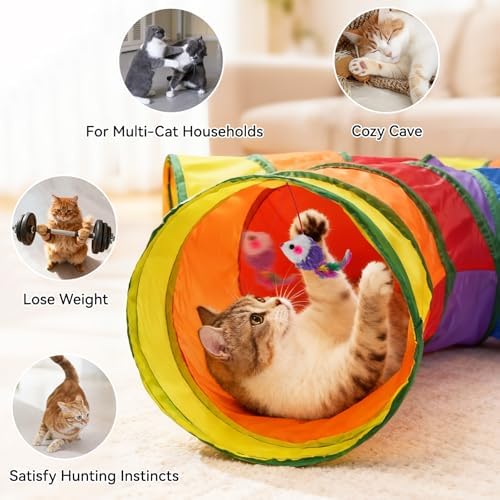 Joytale Cat Tunnel for Multiple Cats, 5-Way Indoor Tube Toy to Chase & Hide