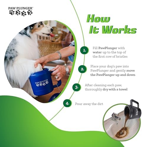 Paw Plunger – Dog Paw Cleaner - Dog and Puppy Essentials - Portable Dirty Paw Washer - Ideal for Large Dogs - Black