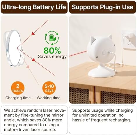 Potaroma Smart Sensor Cat Laser Toys Interactive, Motion Activated Truly Random Trjajectory, Clamp Design, Automatic Chargeable Kitten Toy Indoor Exercise, Cream White