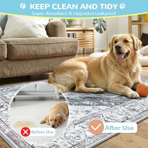 Lahome Reusable Washable Puppy Pads - 2 Pack Super Absorbent & Waterproof Dog Training Mats for Potty, Crate and Floor - Leakproof Pee Pads with Non-Slip Backing (Gray, 36"x48")