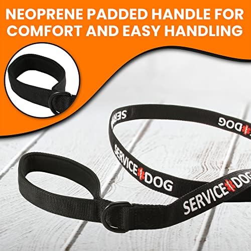 Tacticollar - Service Dog Leash, Strong Nylon Leash, Soft Neoprene Padded Handle, Embroidery (4ft Length x 1in Width)