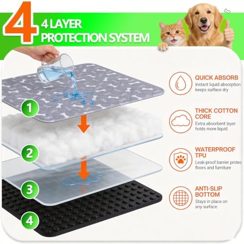 Puppy Pee Pads with Pheromones Reusable Puppy Potty Pads for Dogs Washable Puppy Pee Pads for Cats Leakproof & Odor Control Non-Slip Puppy Training Pads for Home Travel Brown L