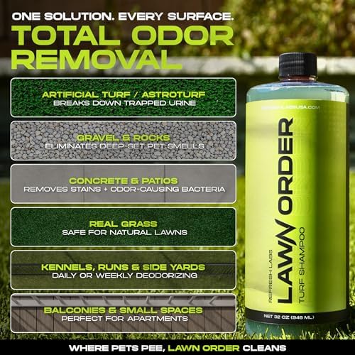LawN Order Artificial Turf Cleaner & Odor Eliminator – Enzyme Powered, Pet & Kid Safe, Removes Pet Mess Smells (1 Gallon)