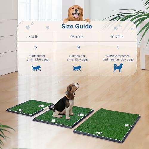 FluffyDream Dog Grass Pad with Tray, 20"x25" Artificial Grass for Dogs Potty Strong Absorbency Dog Grass Pad with Tray, Litter Box Training Pad