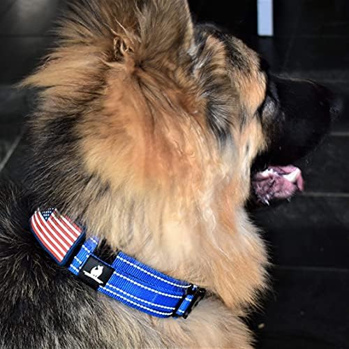 2-Inch Wide Tactical Dog Collar with Control Handle, Adjustable for Medium & Large Dogs, Military Style with Heavy-Duty Metal Buckle, USA Flag Patch & Customizable Name Plate, Training & Everyday Use