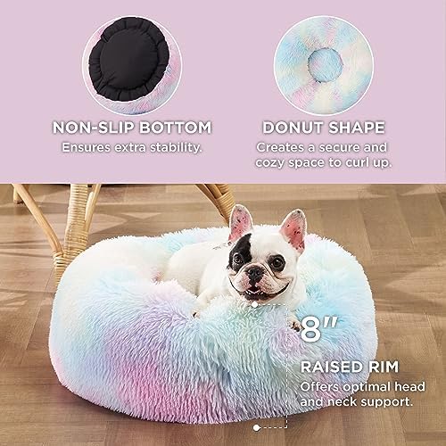 Bedsure Calming Small Dog Bed Donut Washable Cat＆Puppy Bed,23 inches