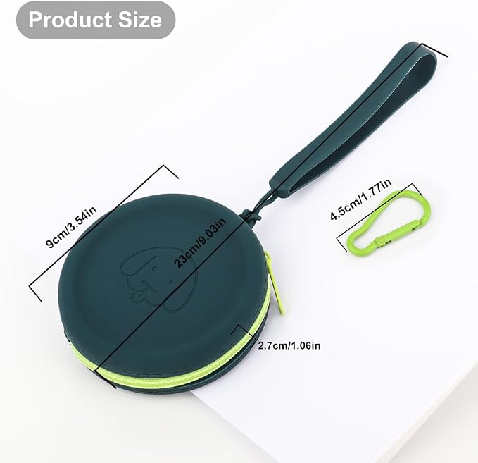 Silicone Dog Treat Pouch Small Bag,2PCS Pet Walking Bag for Dog and Cat,Pocket Size,Easy to Clean,Odorless,Zipper Design,Moisture-Proof,Travel Walking Bag,Portable Training Bag(Drak Green&White)