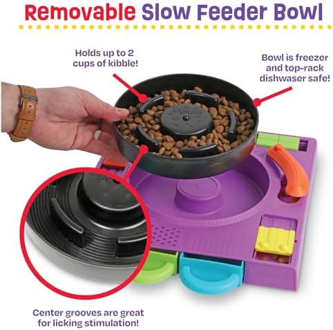 Learning Resources Brightkins DJ Doggo Puzzle Feeder - Slow Feeder Dog Bowls, Puzzle Toys for Dogs, Slow Eating Dog Bowl, Large Puppy Bowls, Treat Puzzles Feeders for Cat and Dogs, Puppy Food Bowl
