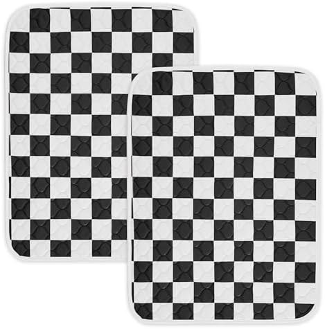 2 Pack Black Checkered Washable Pee Pads for Dogs, Checkered Reusable Dog Pee Pads, for Puppy Playpen, Crate, Whelping Box, Potty Training, Cute Aesthetic Absorbency, Leak-Proof Non-Slip