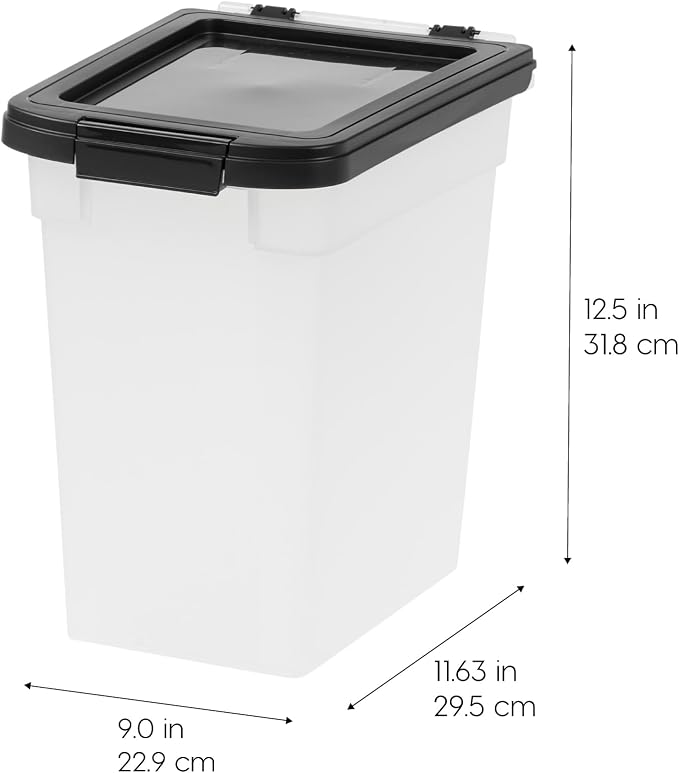 IRIS USA Dog Food Storage Container, 2-Pack, Up to 10 lbs, Black | Made in USA, Stacklable Design, Airtight Seal, BPA-Free, Bird Seed, Cat food, Treats, Multi-Pet Use