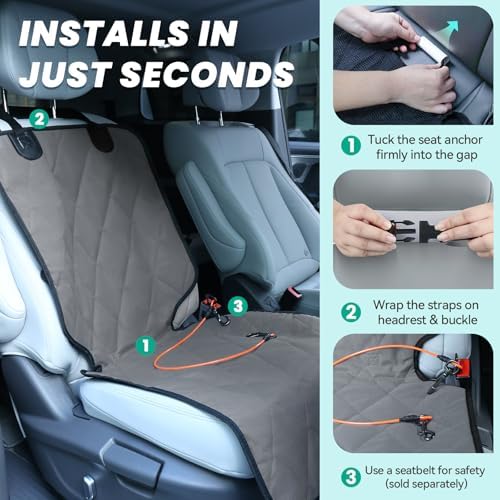VIVAGLORY Dog Front Seat Cover Car Seat Protector, L, Grey, 2Pack