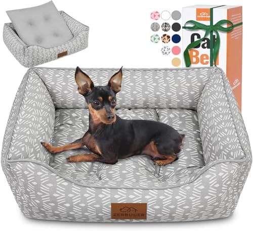 Zerbuger 25in Grey Pattern Rectangle Cat Dog Bed Machine Washable Sofa