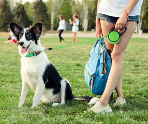Taglory Retractable Dog Leash, One-Handed Brake, 16ft, Up to 44 lbs, Green