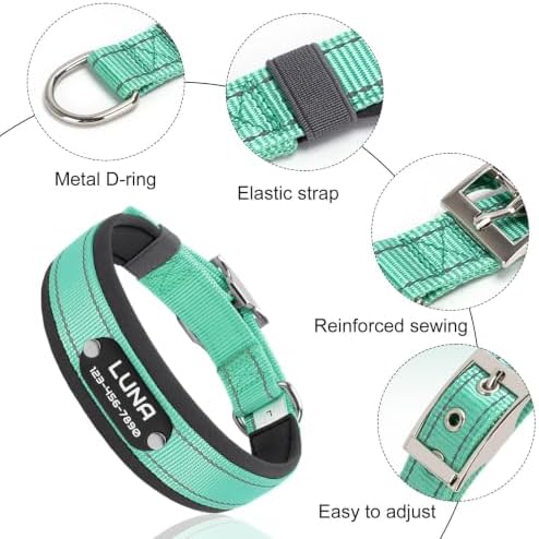 Personalized Reflective Dog Collar with Name (Rose, XL (22-26 Inches))