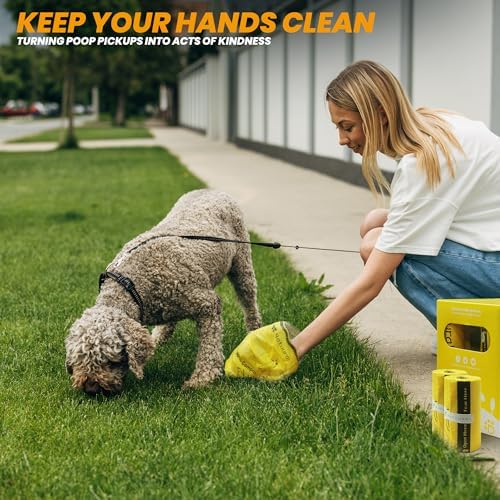 Certified Compostable Dog Poop Bags-270Bags 18Rolls, Poop Bags for Dogs Made of Cornstarch - ASTM D6400 By USA, 100% Leakproof & 20% Extra Thick, Unscented Dog Waste Bags (Yellow)