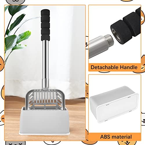 Hortsun 32 Inch Cat Litter Scooper Metal Long Handle Cat Litter Scoop, Gray
