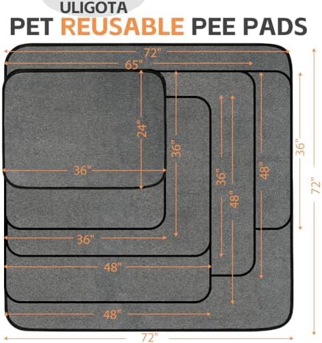 Washable Pee Pads for Dogs, Extra Large Reusable Dog Pee Pad, Waterproof Pet Mat, Dog Playpen Mats for Puppy Training Whelping Playpen Pads, Grey, 72x36 inch
