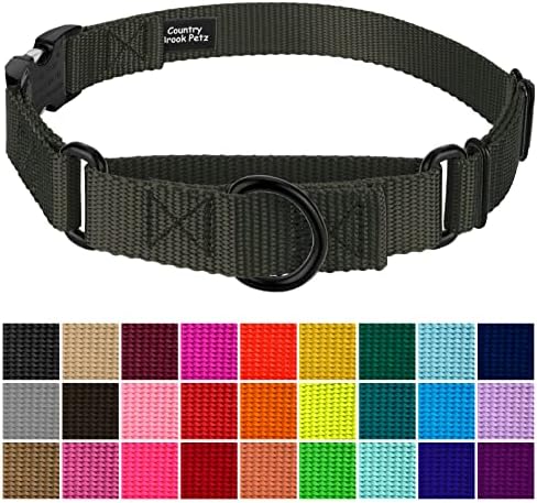Country Brook Petz - Martingale Dog Collar Heavy Duty Nylon Adjustable Martingale Dog Collar with Metal Buckle for Small Medium Large Breeds 30+ Color Options (5/8 Inch, Extra Small, Dark Olive Drab)