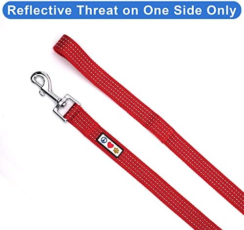 Pawtitas Red Dog Leash 6 ft M/L Reflective Durable Lightweight Dog Lead for Medium or Large Dogs and Puppies