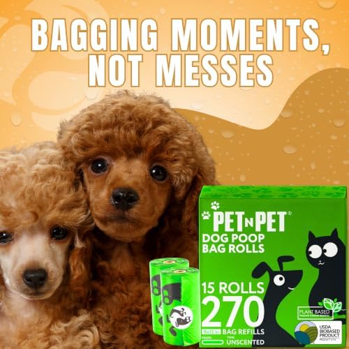 Pet N Pet Dog Poop Bags Rolls, 270 Count, Plant Based, Unscented, Green