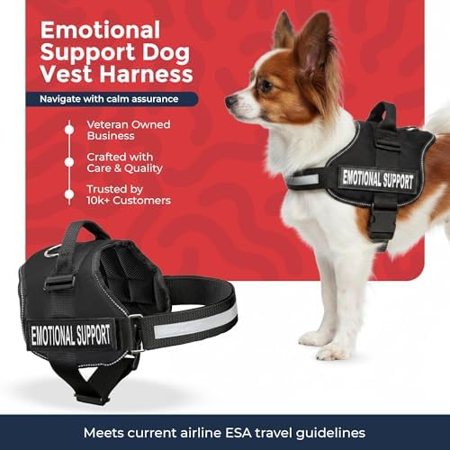 Industrial Puppy Emotional Support Vest Harness, XXS 13.5-17 in, Black