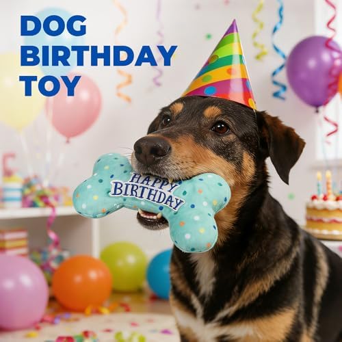 3PCS Dog Birthday Toys, Crinkle Squeaky Dog Toys for Small Medium Large Dog