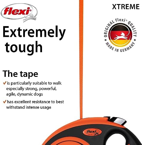 FLEXI® Xtreme Tape Retractable Dog Leash, Large, 26 ft - Orange/Black