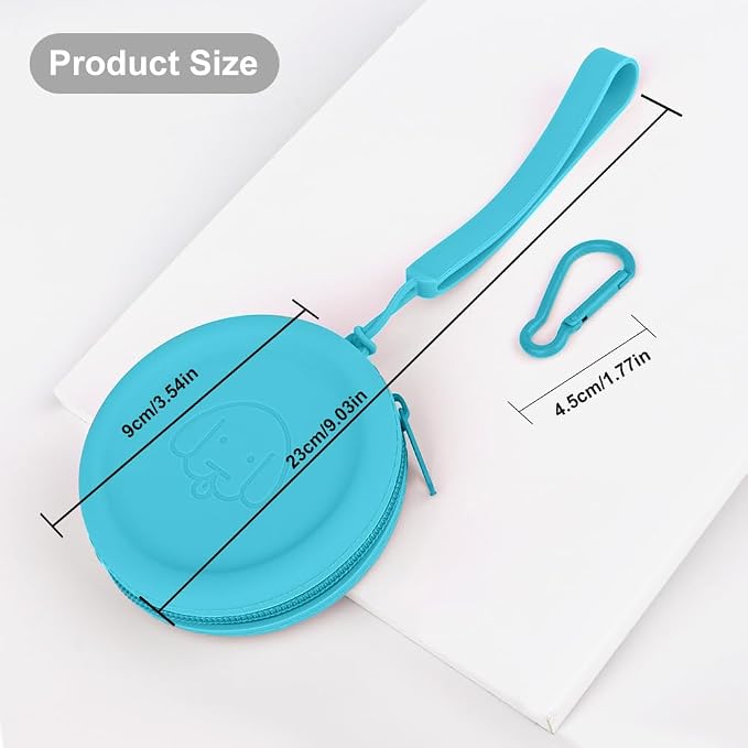 Silicone Dog Treat Pouch Small Bag,2PCS Pet Walking Bag for Dog and Cat,Pocket Size,Easy to Clean, Odorless, Zipper Design,Moisture-Proof,Travel Walking Bag,Portable Training Bag(Lake Blue&Black)