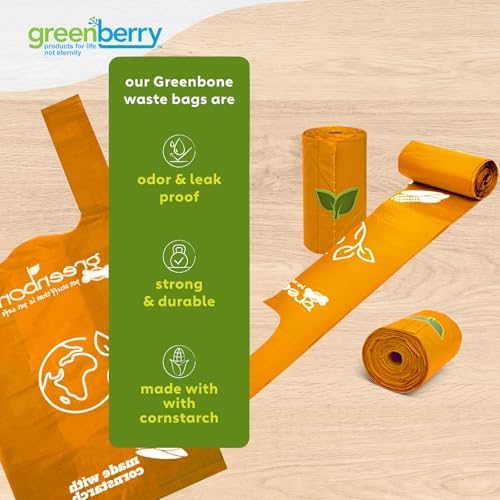 Greenbone BioBase Cat or Dog Poop Bags with Handles Tie, 18 Dispenser Rolls - 216 Bags- Large Leak Proof- Pink, Green, Orange, Blue Variety