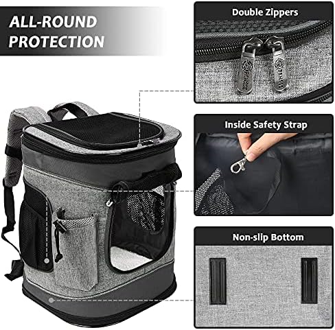 Solaris Adjustable Pet Carrier Backpack for Dogs and Cats, Puppies, Portable Cat Carrier Backpack with Bottle Pocket, Two Mesh Window for Breath