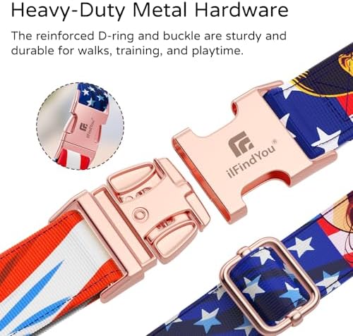 Reflective Dog Collar for Medium Dogs, 4th of July Dog Collar-M