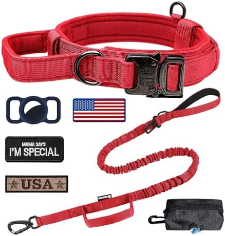 Tactical Dog Collar and Leash Set with Handle for Medium Dogs