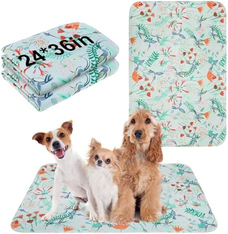 BEAUTYZOO 2 Pack Washable Pee Pads for Dogs,Reusable Puppy Pad 24x36 Floral