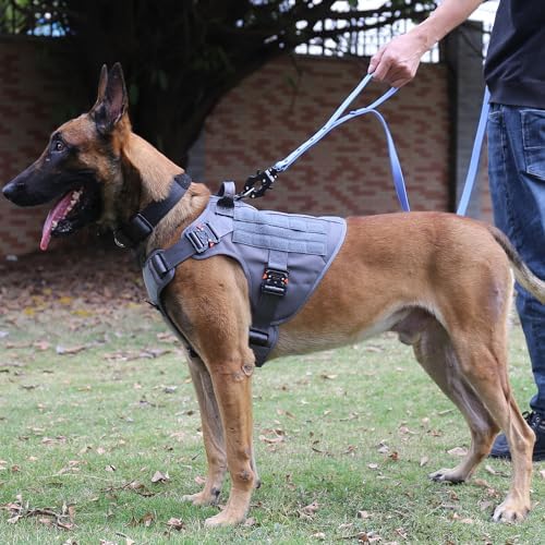 ICEFANG Tactical Dog Harness for Large Dogs,Full Metal Buckles Dog Vest