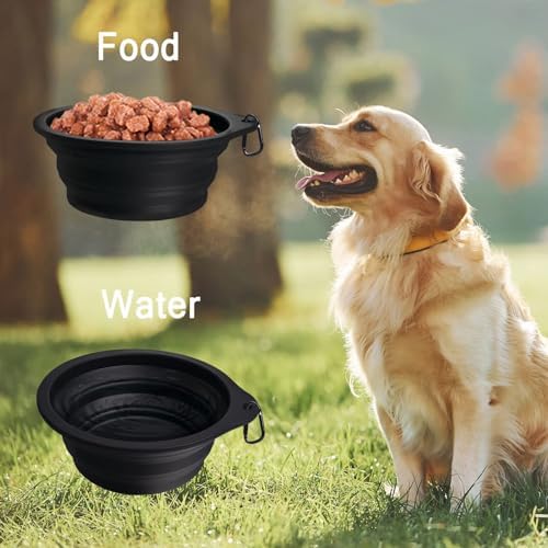 PetBonus 2-Pack Collapsible Dog Bowls, Portable Travel Dog Water Food Bowls